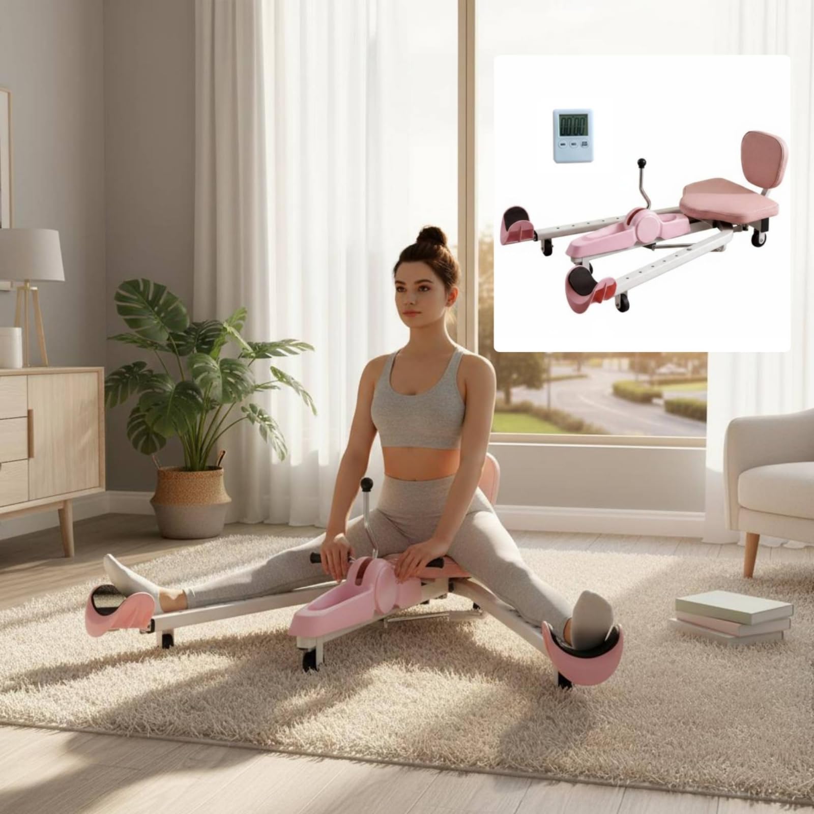Baoblaze Leg Stretching Allungatore Gambe Macchina Spaccate Attrezzo Flessibilità Regolazione Continua Supporto Ergonomico capacità di Carico 150 kg Adatto per
