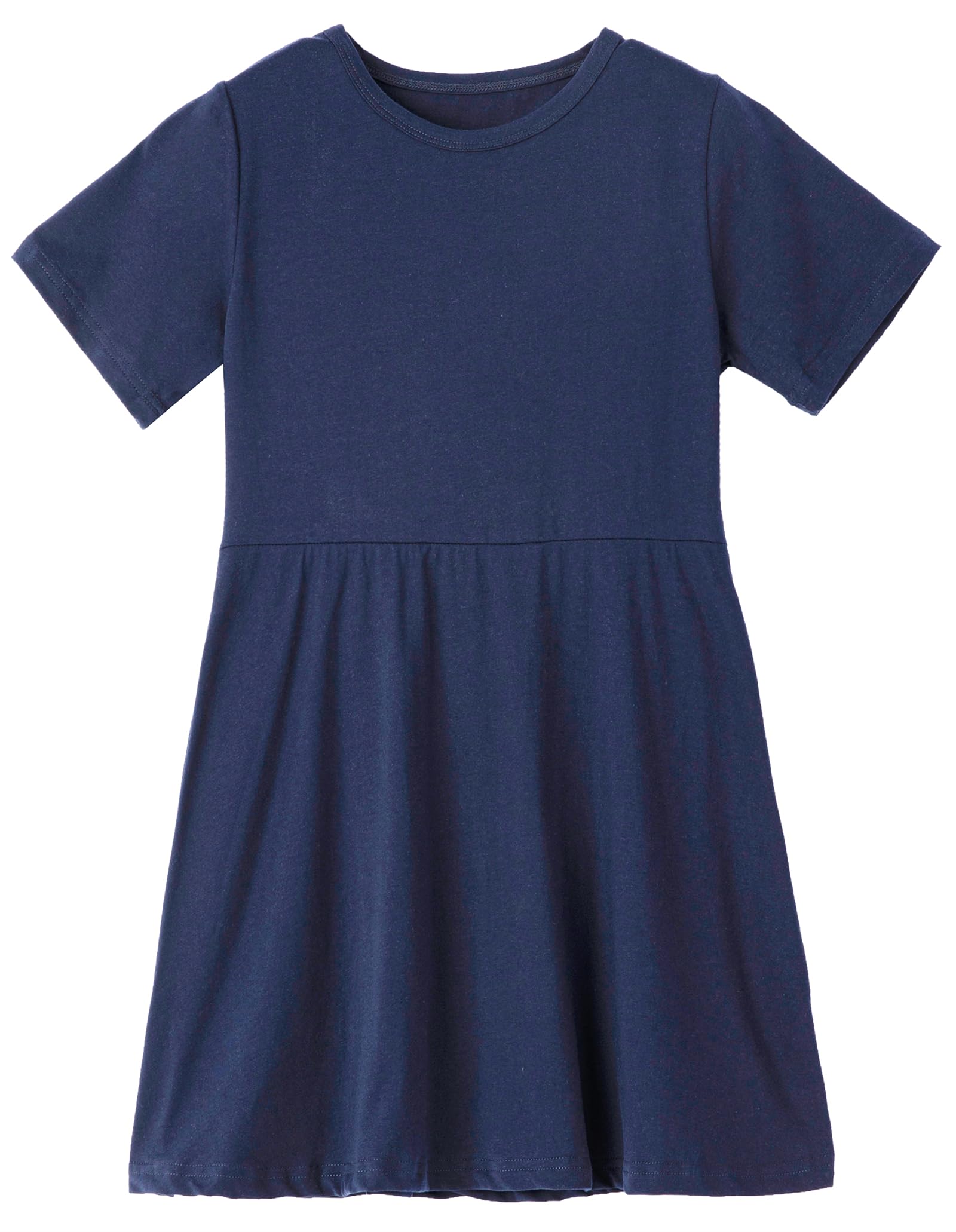 Niyage Toddler Girls Cotton Short Sleeve Dress Loose Casual A-Line Skater Dresses