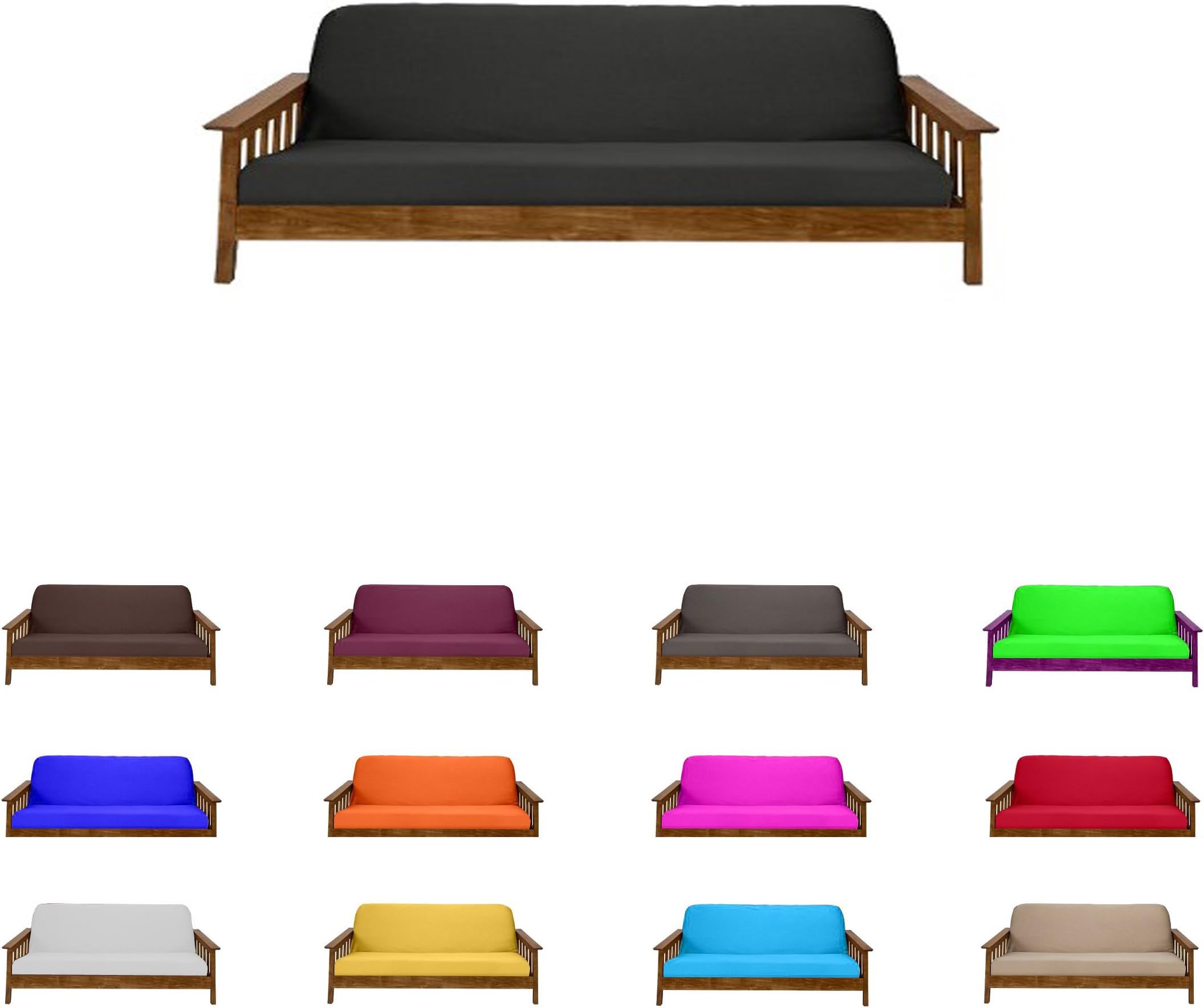 Futon Mattress Covers (Full (6"x54"x75"), Black)