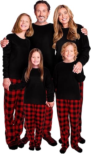 Conjunto de pijamas a juego para la familia con calcetines de búfalo a cuadros, pijamas de Navidad para fiestas familiares