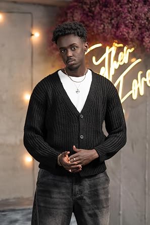 Oversize Crop Model V Yaka Düğme Kapamalı Örgü Hırka