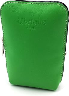 franartPiel - Pitillera de cuero auténtico con mechero, funda para cajetilla de cigarrillos con cremallera - Hecho a mano en Piel Ubrique (Verde)