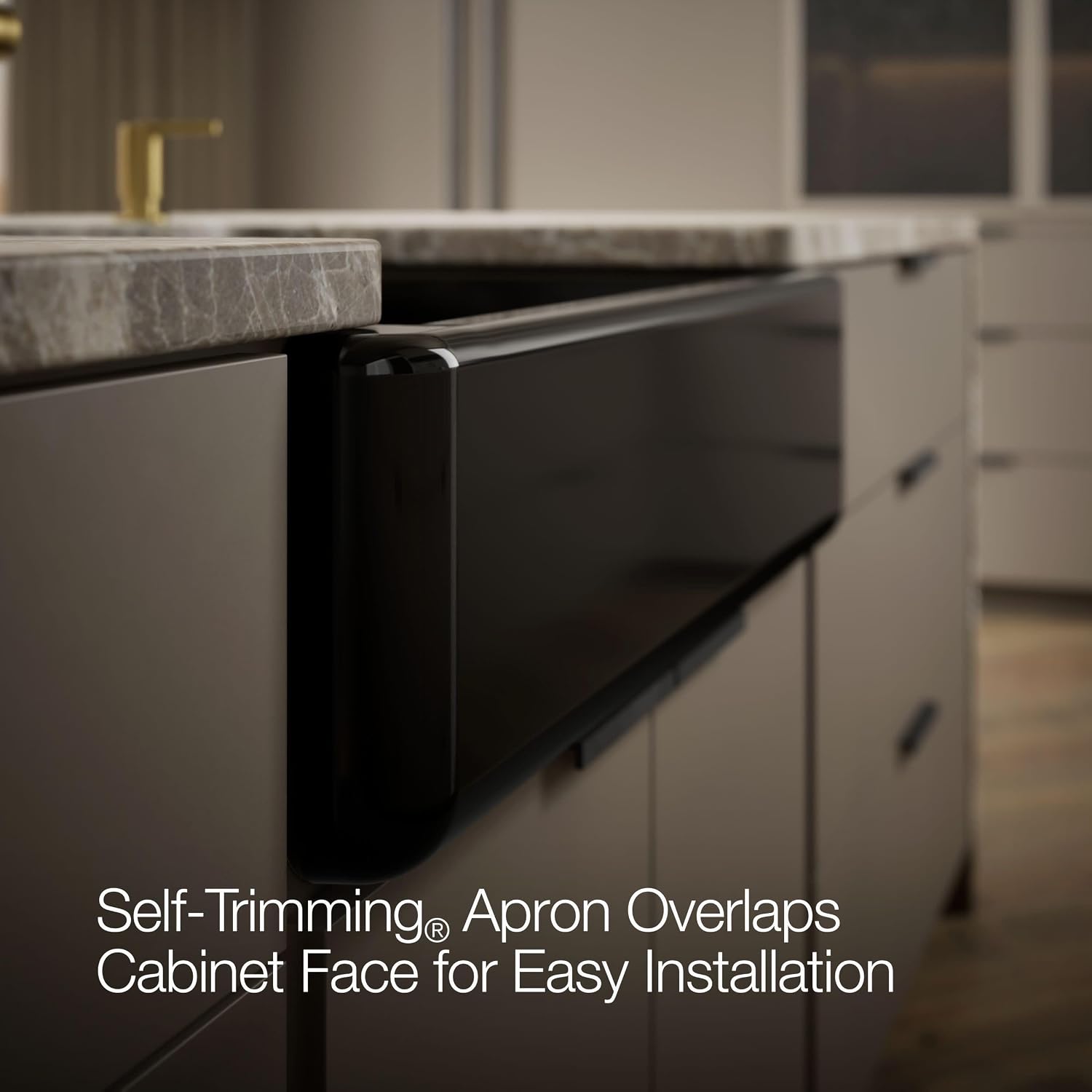KOHLER Whitehaven® 32-3/4" Farmhouse Self-Trimming Undermount Single-Bowl Kitchen Sink Undermount, Kitchen Sinks with Tall Apron, K-5827-7, Black/Black