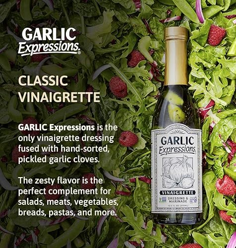Miniatura 3 de Garlic Expressions Aderezo de ensalada de vinagreta, marinada, sin OMG, vegano, kosher, sin alérgenos y sin gluten con aceite de ajo hecho con