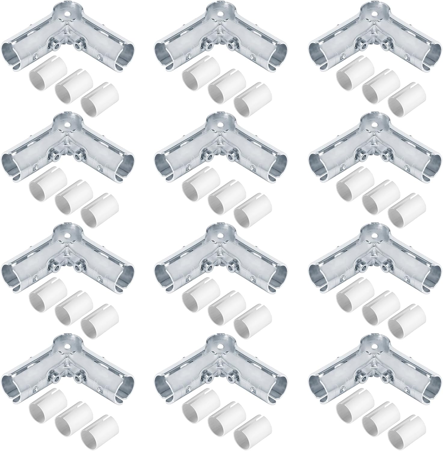 12 Sets 90 Degree 3 Way Cross Pipe Connector Clamps, Fits 3/4" EMT Conduit with PE Adapter Shims