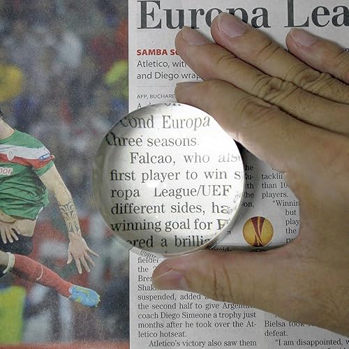 Miniatura 2 de HWATANG Hamlet Optics - Lupa de cúpula de vidrio óptico, bola acrílica de pisapapeles para escritorio, lupa de lectura, peso de papel, ayuda de