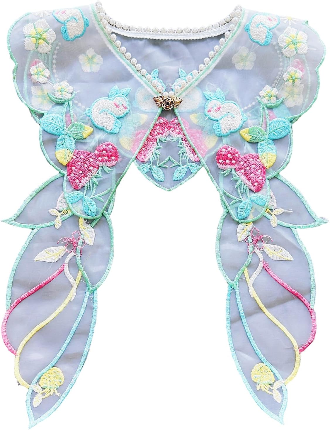 Anicent Collar Yunjian Floral Embroidery Decorative Pearls Neckline Yunjian Collar Decorative Shawl
