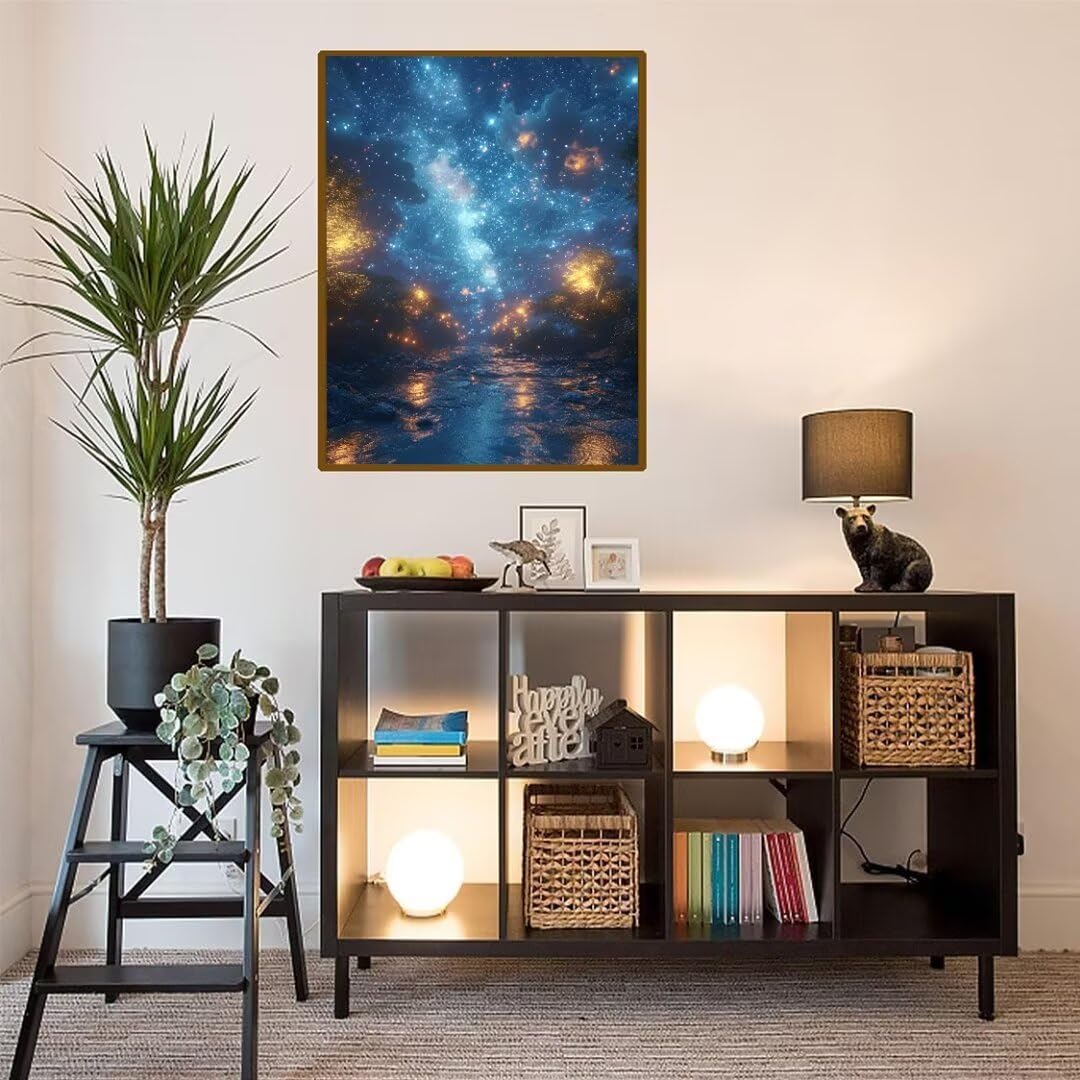 Diamond Painting Azul estrellado Pintura Diamante Adultos, Diamond Painting Niños, Cuadros de Diamantes Kit Manualidades Adultos, para Navidad Decoración de La Pared Del Hogar Regalos 100x150cm t-4565