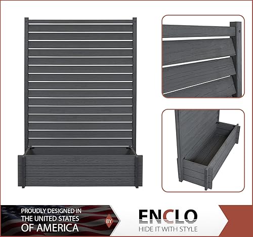 Miniatura 3 de Enclo Privacy Screens EC18023 - Pantalla independiente con listones de vinilo Sedona WoodTek, de 5 pies de alto x 3.5 pies de ancho x 1.3 pies de