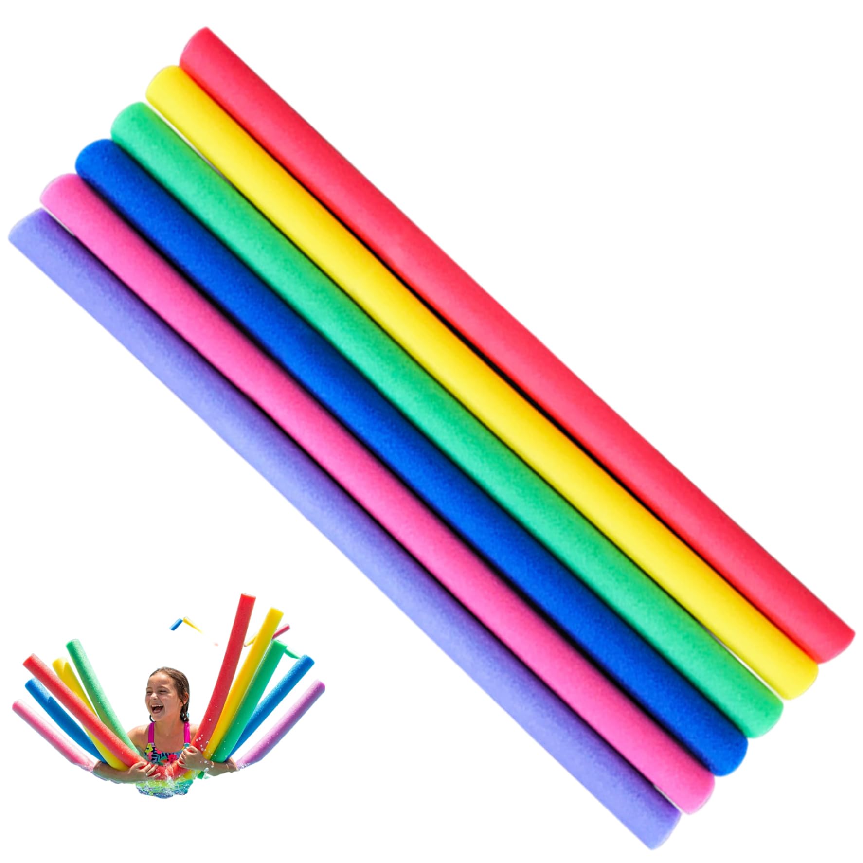 Tagliatelle per piscina Confezione da 6 Tagliatelle colorate per nuoto Galleggianti in schiuma con nucleo cavo lungo 59 pollici per esercizi di divertimento in acqua di lago piscina e artigianat
