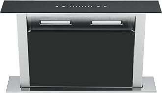 Cookology Downdraft Extractor Fan in Black Glass - 60cm Width - Kitchen Island Cooker Hood - Touch Slider Control Panel - Concealed in Worktop - Powerful Extraction Rate [Energy Class D]