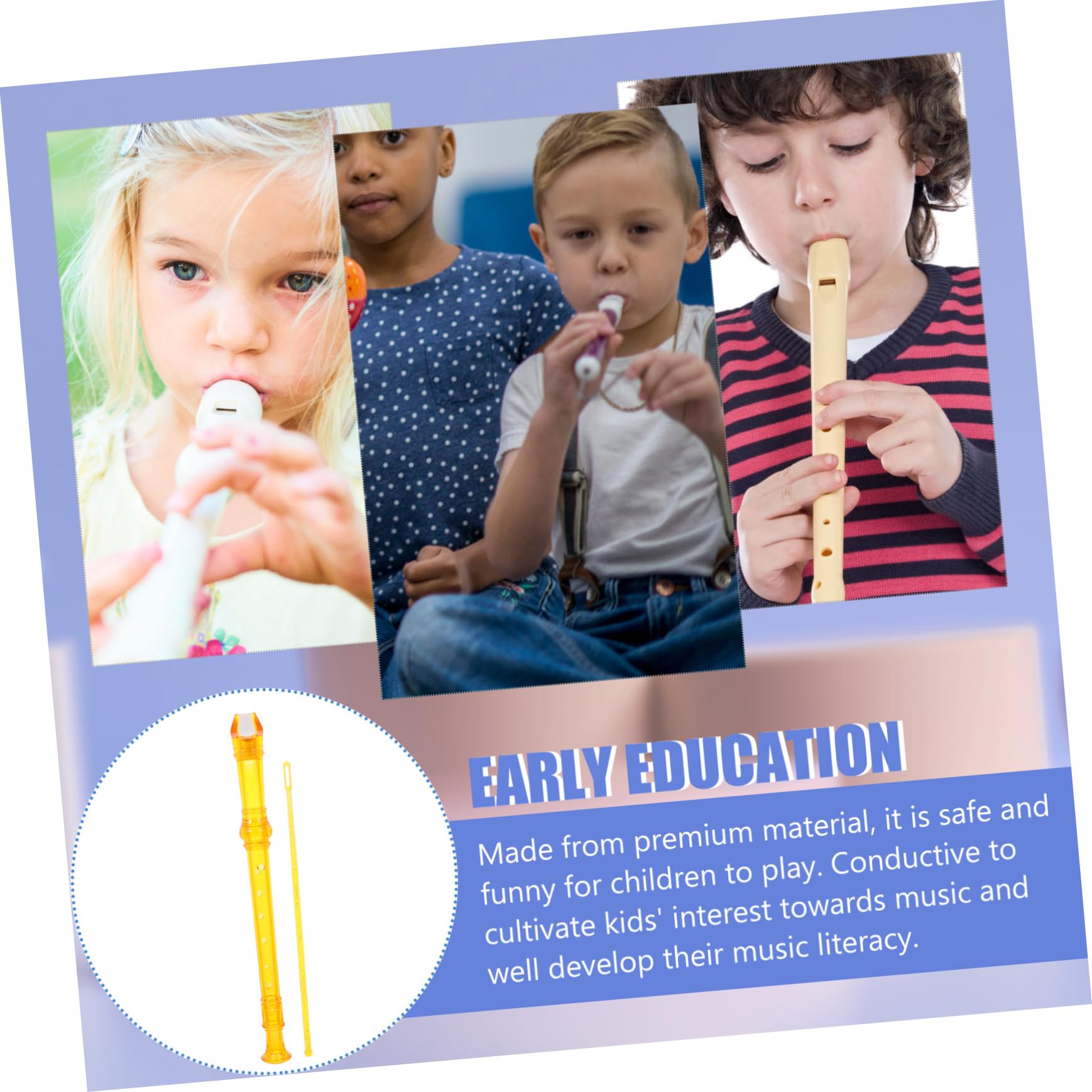 FAVOMOTO Beginner Kids Clarinet 8-hole Student Soprano Recorder Orange Wind Instrument Practice Clarinet Toy Perfect Present