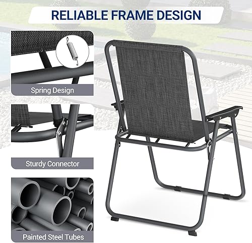 Miniatura 7 de UDPATIO Juego de 2 sillas plegables de comedor, sillas plegables ligeras que pesan solo 5.7 libras, silla de patio portátil con marco de acero