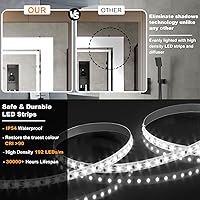Vista 7 de Espejo de baño LED de 30x30 pulgadas con iluminación frontal y trasera (control independiente), espejo iluminado para pared de baño con 3
