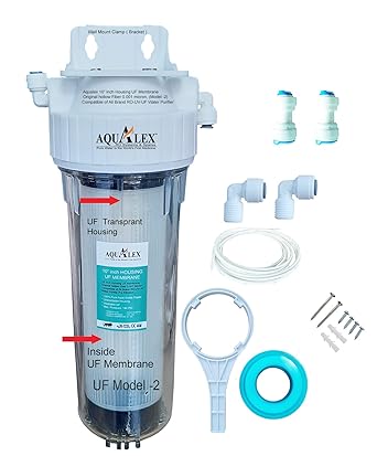 Aqualex,Pokar Ro Aqualex, Pokar Ro, 10-Inch Uf Membrane Hollow Fiber 0.001 Micron( Model - 2), With Housing 9 Item Set,, Suitable For Ro & Municipal ( River) Water Direct Purifictaion