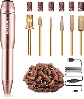 Electric Nail Drill, Portable Electric Nail File for Acrylic Gel Nails, Professional Nail Drill Machine Efile Manicure Pedicure Tools with Gold Nail Drill Bits for Home Salon Use