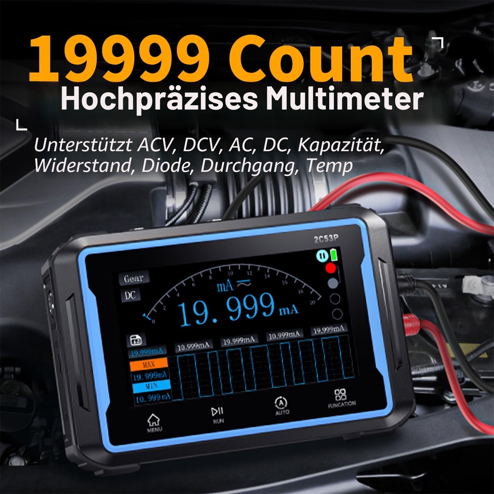 Oscilloscope,Handheld Oszilloskop Multimeter 3-in-1 Digitales Oszilloskop Signalgeber Multimeter mit 50Mhz Bandbreite,19999 Zählungen,250MS/s Abtastung,4.3 Zoll Touchscreen,Deutsche Sprachanzeige