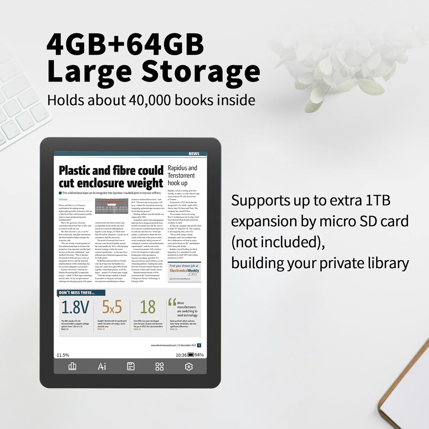 Bigme B6 Color eReader, Colour Eink eBook Readers 6 Inch Android E-Readers Digital ePaper Tablet with Android 14, 4G+64GB, Adjustable Front Light Android E-Ink eReader Device with Audiobook Black