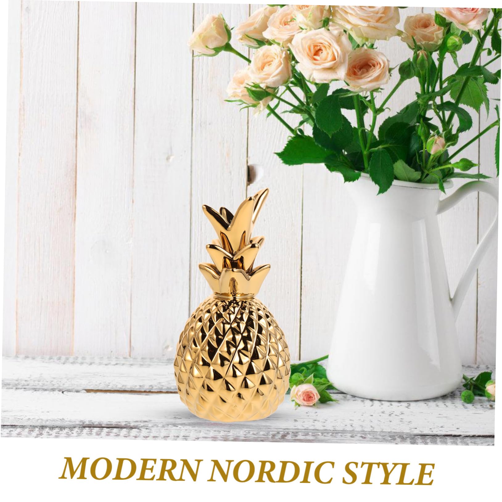 Keramik Schmuckplatte in Ananasform Gold Modern Nordisch