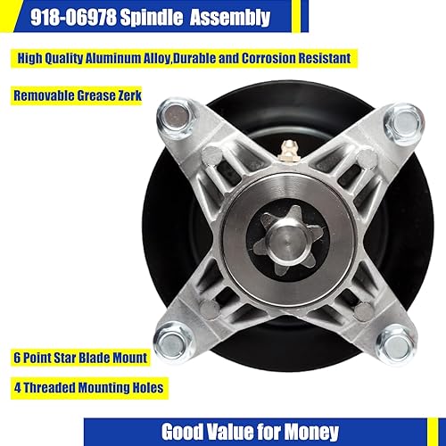 Miniatura 3 de 618-06978 918-06978 Conjunto de husillo con polea compatible con RZT-S54 MTD Troy Bilt TB2454 Craftsman T8400 G8400 Z6660, apto para cubierta de 54