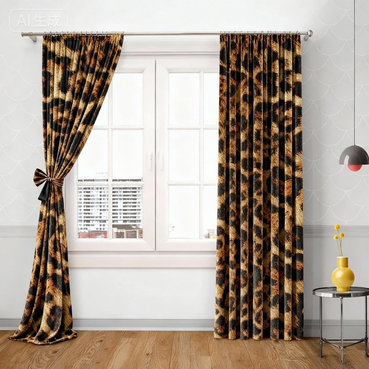 Leopard Print Curtains 42WX84H for Living Room Bedroom Cheetah Print Leopard Decor Brown for Bedroom Window Drapes Treatment Fabric 2 Panels