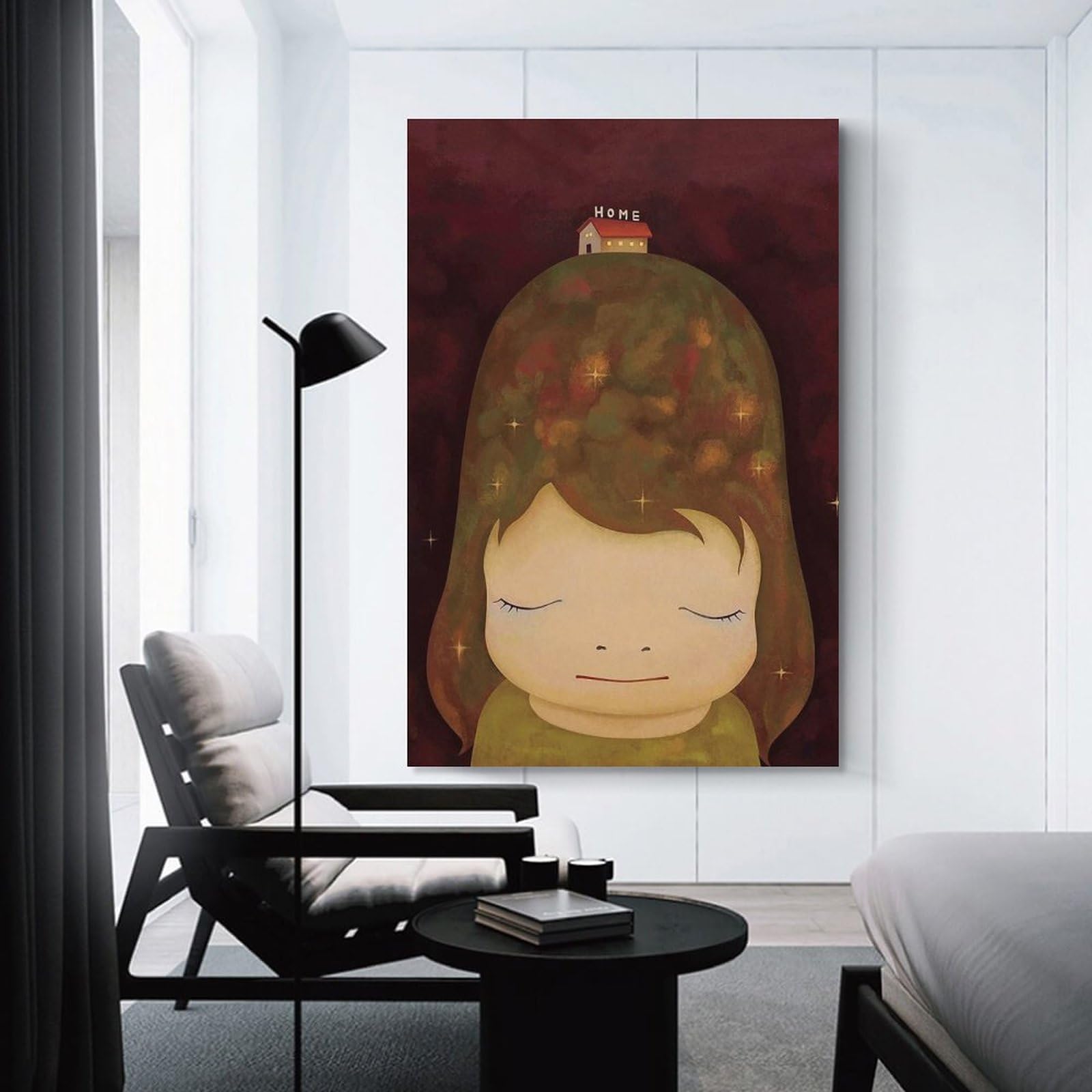 奈良美智 インテリア 現代アート 複製画 印刷 額 C 新品 奈良美智 絵画 現代アート 絵 額装付き アートプリント