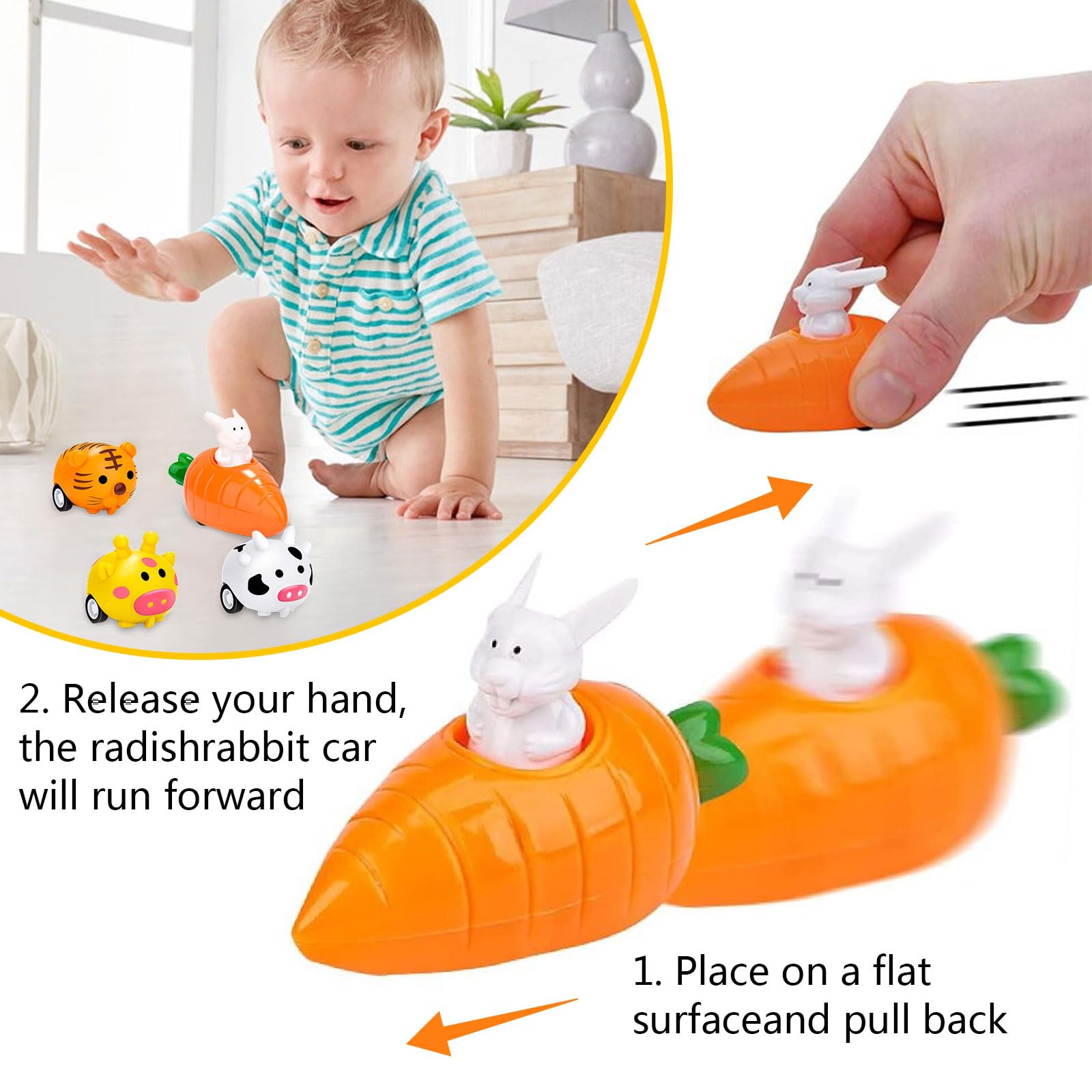 Meanju 12 Pièces Lapins à Remonter avec Carottes, ouets de Course pour Paques Enfant,Jouets à Remonter de Pâques,Décoration de Fête Cadeau de Pâques pour Enfants