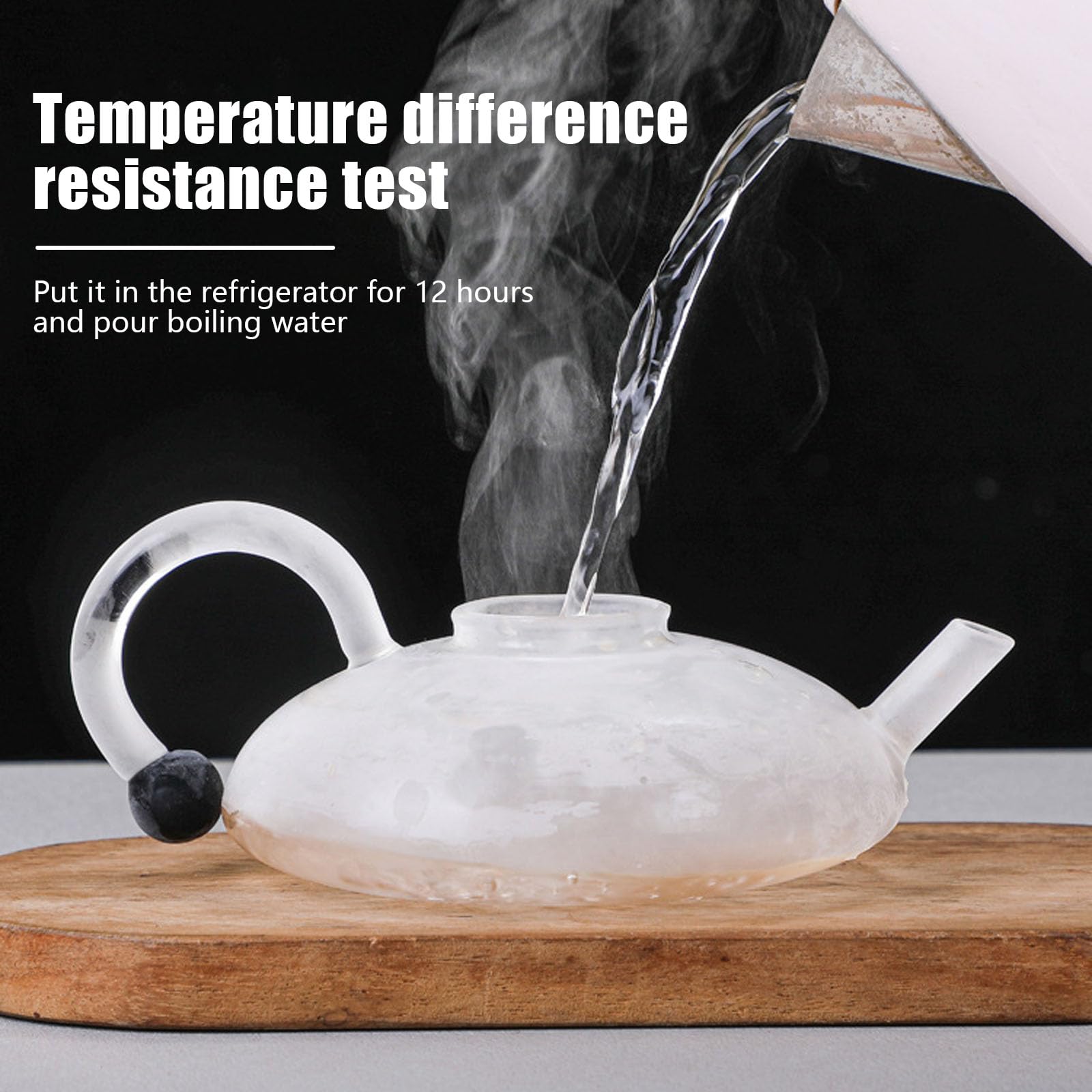 Tetera de doble cristal con infusor extraíble Incluye 1 tetera de cristal con infusor 2 tazas de espresso(Gray+Pearl Cup)