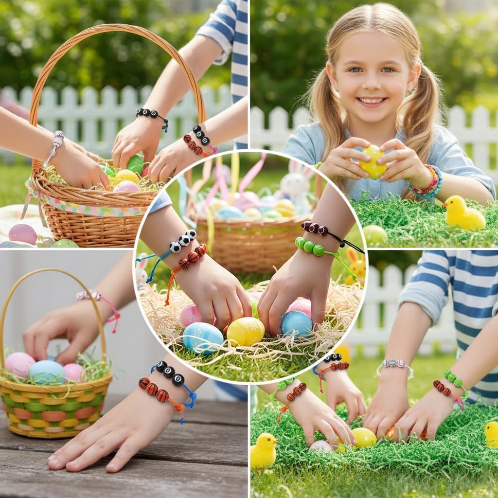 Easter Egg Fillers with Toys 84 Pcs Easter Eggs Filled with Keychains & Bracelets Easter Basket Stuffers for Kids, Boys,Girls Bulk Easter Egg Hunt Fillers,Exchange Gifts,Party Favors