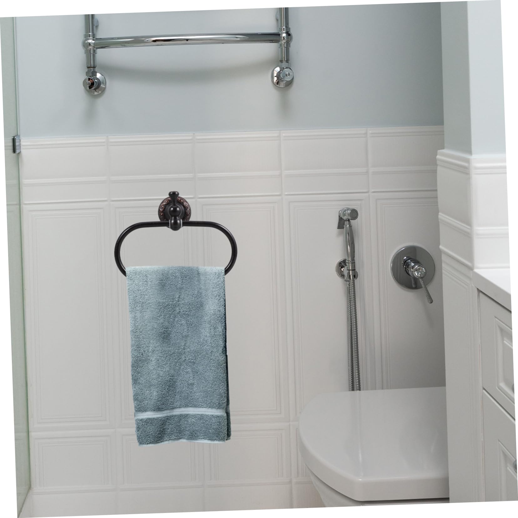 Homoyoyo Anello Portasciugamani in Rame Portasciugamani a Forma Ellittica da Parete per Bagno Appendi Asciugamani Design Moderno per Casa e Cucina