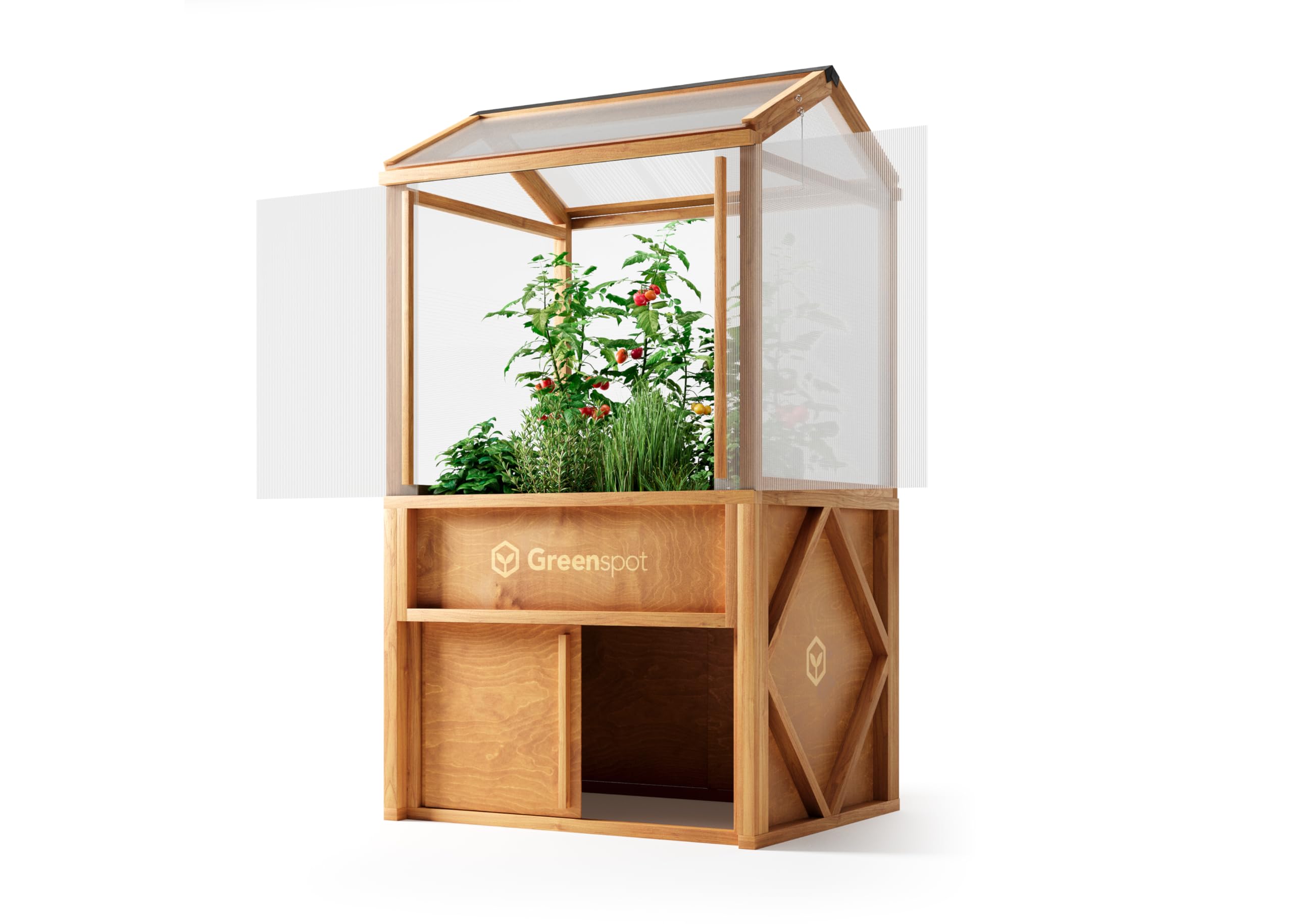 Greenspot - Mini Szklarnia - do Ogrodu, na Taras, Balkon - 100x80x178 cm - z Drewna i Tworzywa - Mini Ogród Zimowy, Mała Szklarnia na Pomidory, w Stylu Vintage - Lavish Palisander