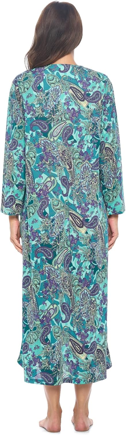 Casual Nights Women's Zip-Front Lounger Robe Long Duster Housecoat with Pockets - Image 4