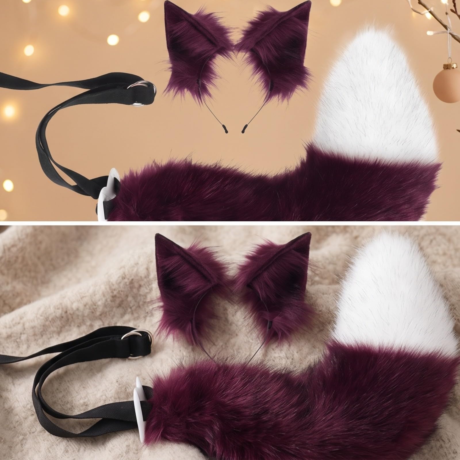 Set da Realistico, Fascia con Orecchie di, Regolabile, per Feste a Tema, Halloween, Cosplayer, Adulti