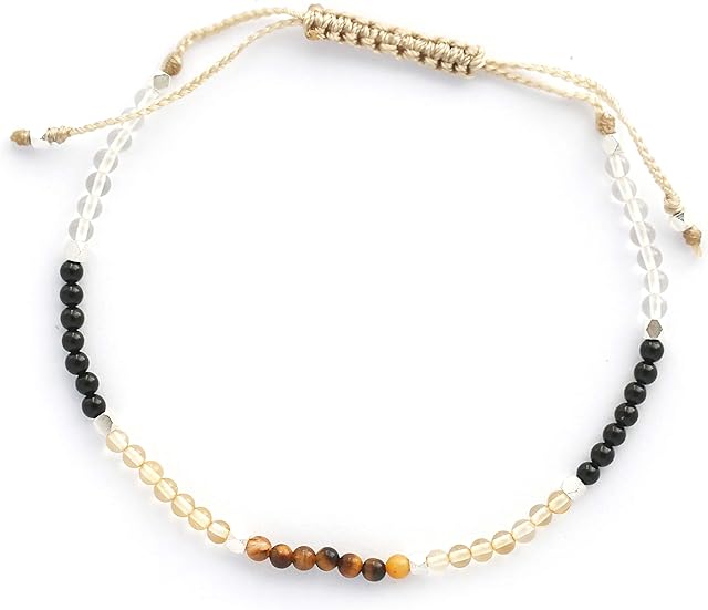 BALIPURA - Protection Aura Bracelets Gift for Women (2mm Small Beads) - Beaded Crystals, Black Tourmaline, Citrine, Quartz, 925 Solid Silver Beads - Precious Gemstones Healing Crystals Stone