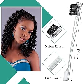 Geiserailie 3 Pcs Slick Back Hair Brush Set Bristle Brush Edge Control Teasing Comb for Women Black Hair(Clear Green)