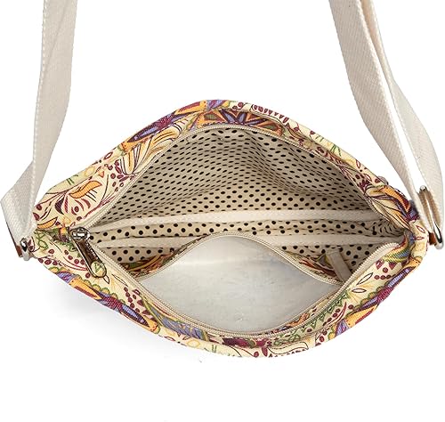 Miniatura 5 de Malirona Bolso cruzado floral duradero para mujer, bolso de mensajero de lona con múltiples bolsillos para viaje