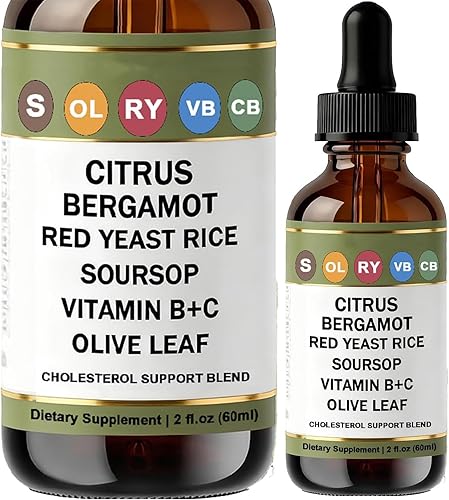 Gotas de arroz de levadura roja, mezcla de apoyo para el colesterol con cítricos, bergamota, arroz de levadura roja, guanábana, hoja de olivo