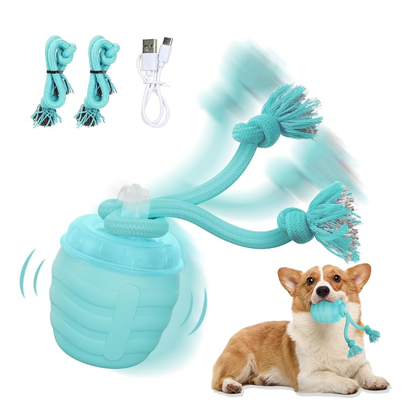 Brinquedo Interativo para Cães Huimpet, Bola com Movimento Ativado, Apito e Bluetooth, Recarregável USB Tipo-C, Cyan, Médio/Grande