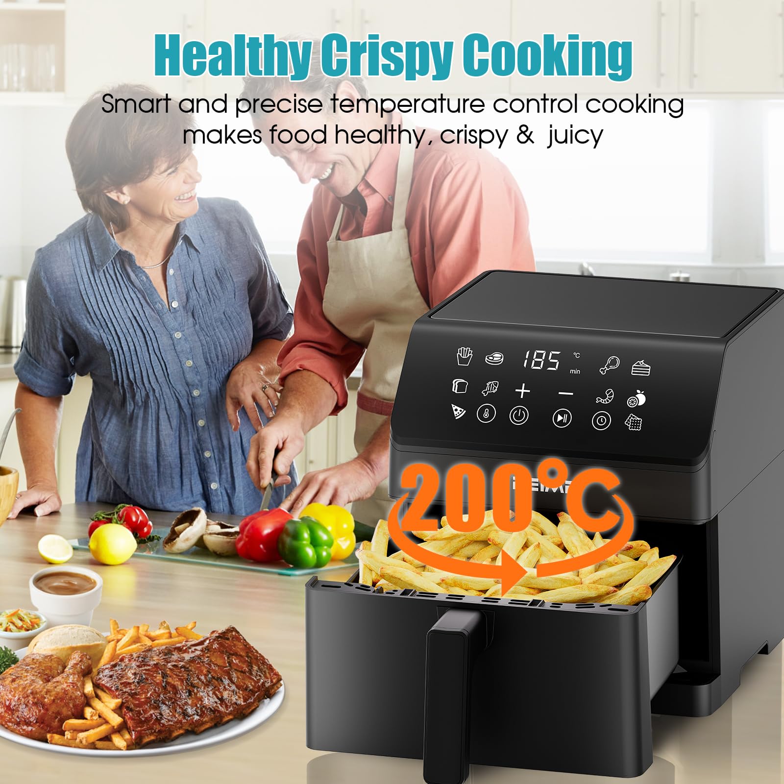 Amazon.com: DEIME Air Fryer 6.5 QT 12-in-1 Dual heating for 360