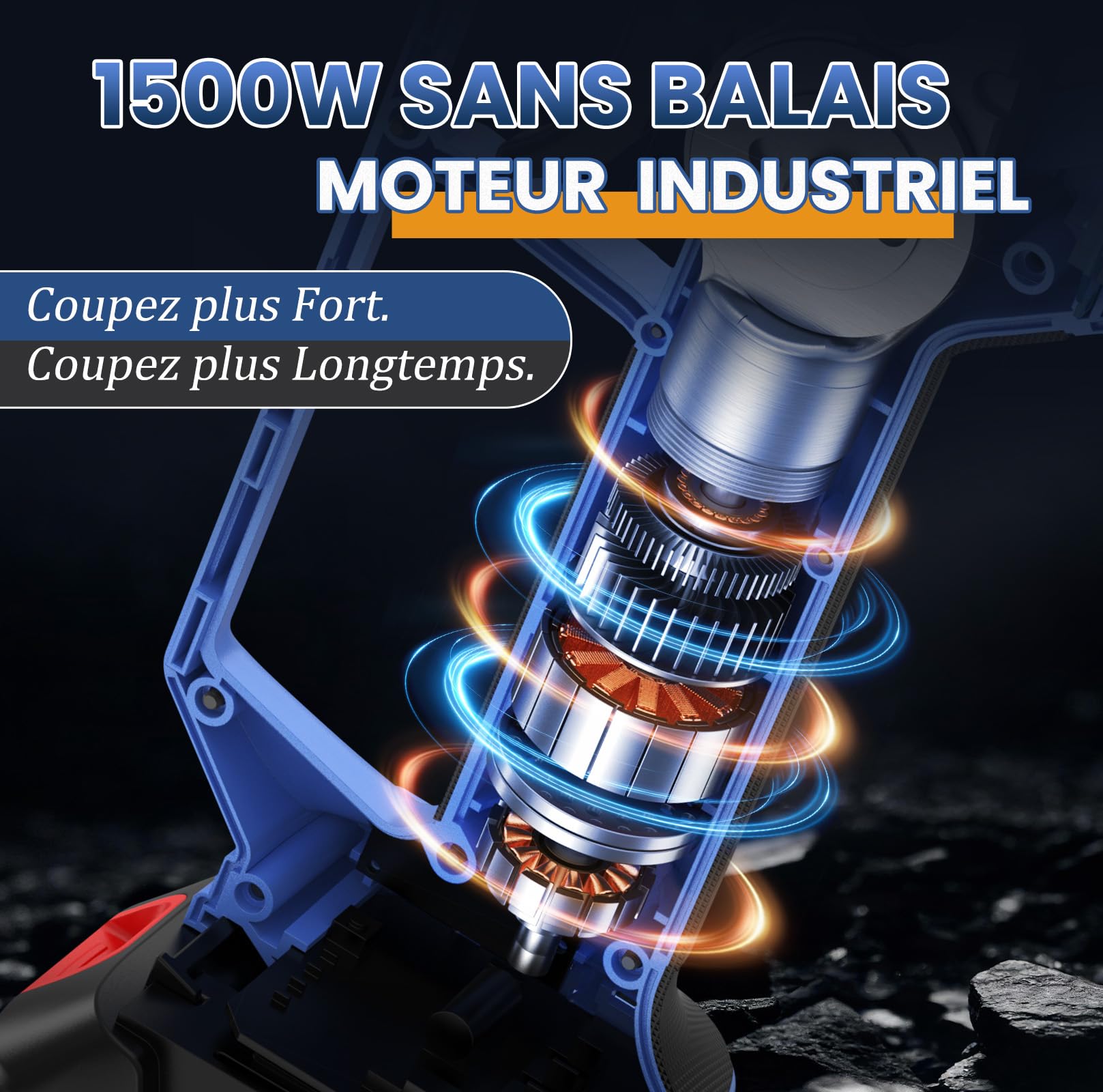 Sécateur électrique Sans Fil,Ouverture de lame 70 mm & Capacité de coupe 60mm, 1500W Sécateur Électrique Avec 2 * 4.0Ah, Lames SK7 & Affichage LED. Convient aux arbres Fruitiers et au Jardinage