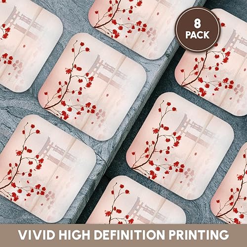 Miniatura 9 de dooni Designs DiseñosBeautiful japonés Sakura Rojo Cherry Blossoms Branching Reflejando más de diseño de Oriental Vector De Agua Inspiración