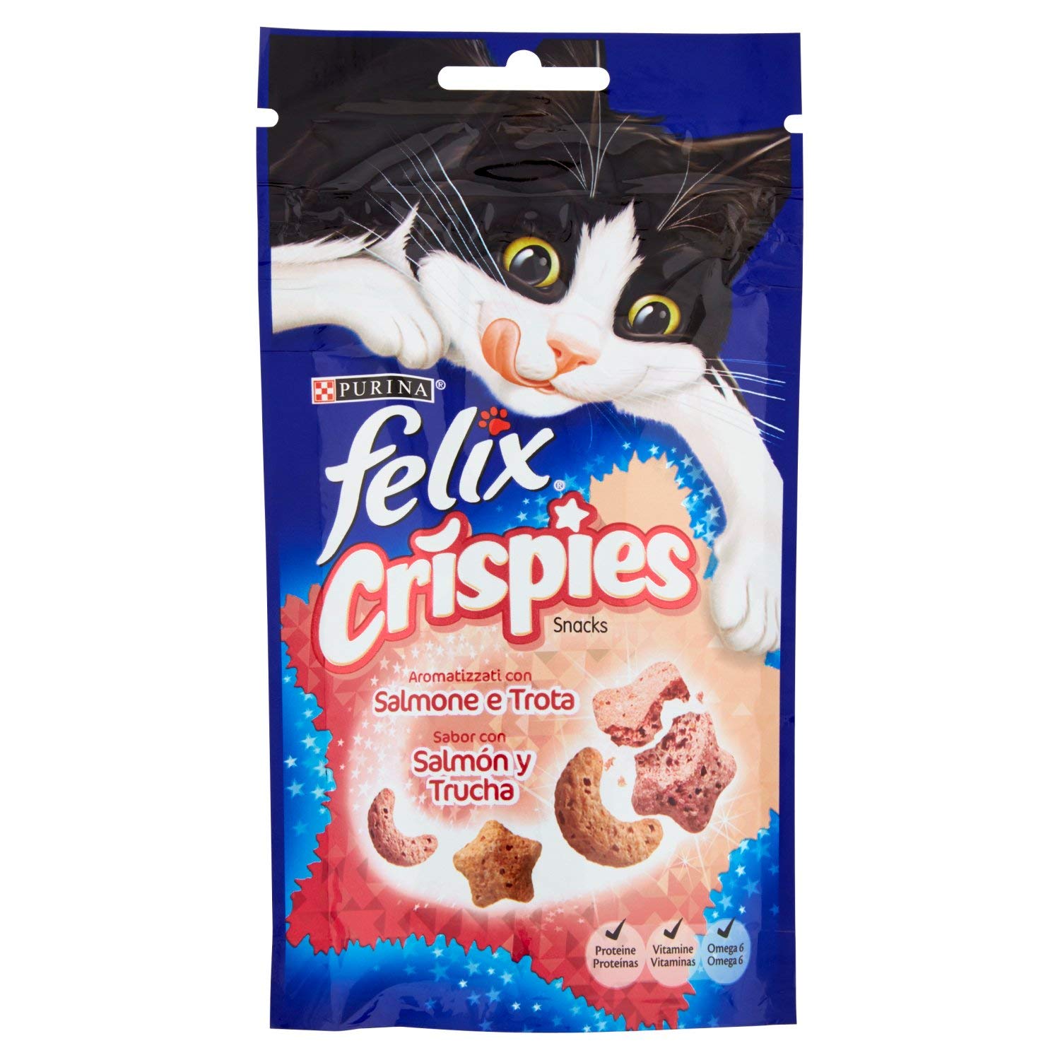 FELIX - Snack Para Gatos Crispies Sabor Salmón Bolsa 45 Gr