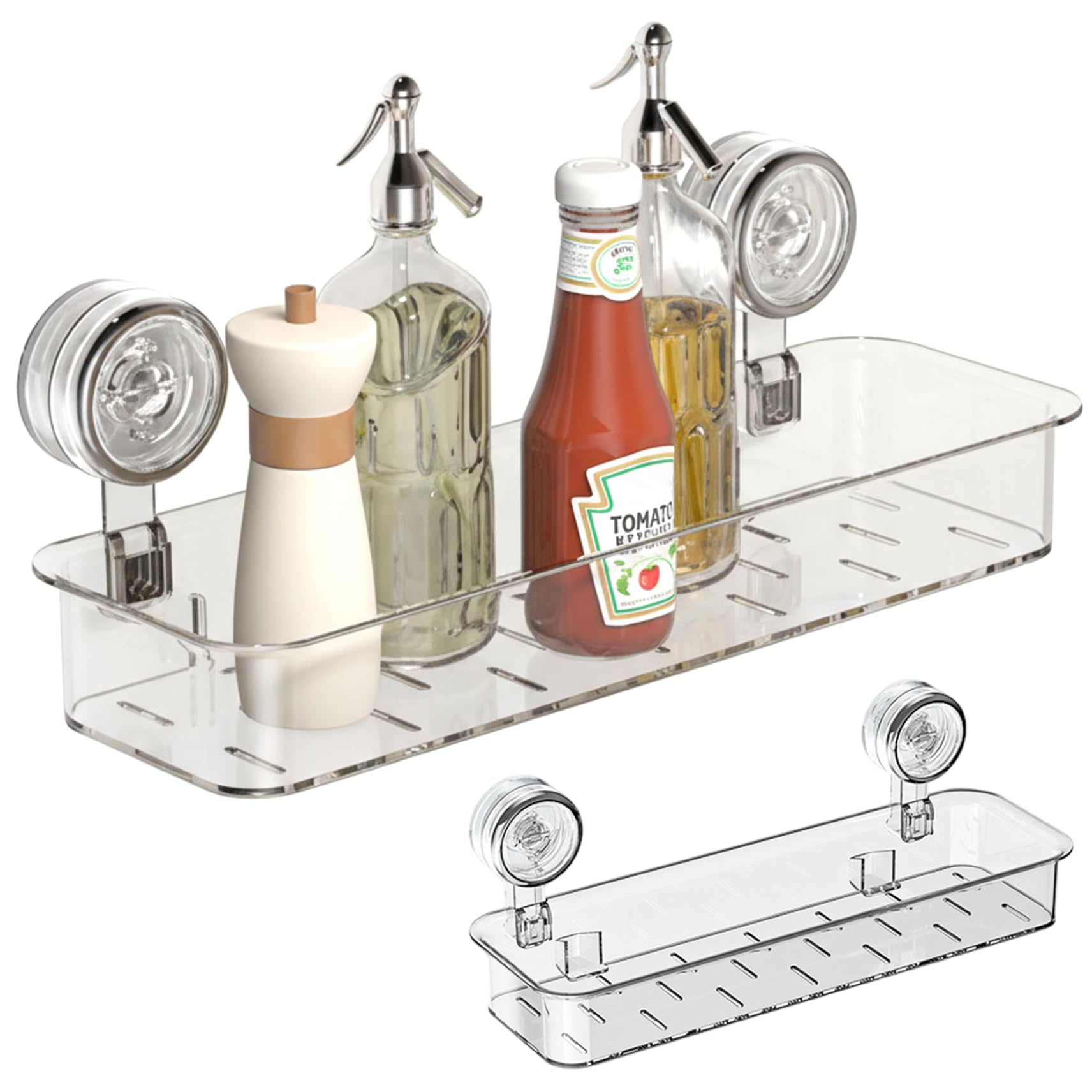 Syutokul Suction Shower Caddy Hollow-out Plastic Shower Caddy Wall Mounted Bathroom Suction Shelf for Shampoo Conditioner Soap.