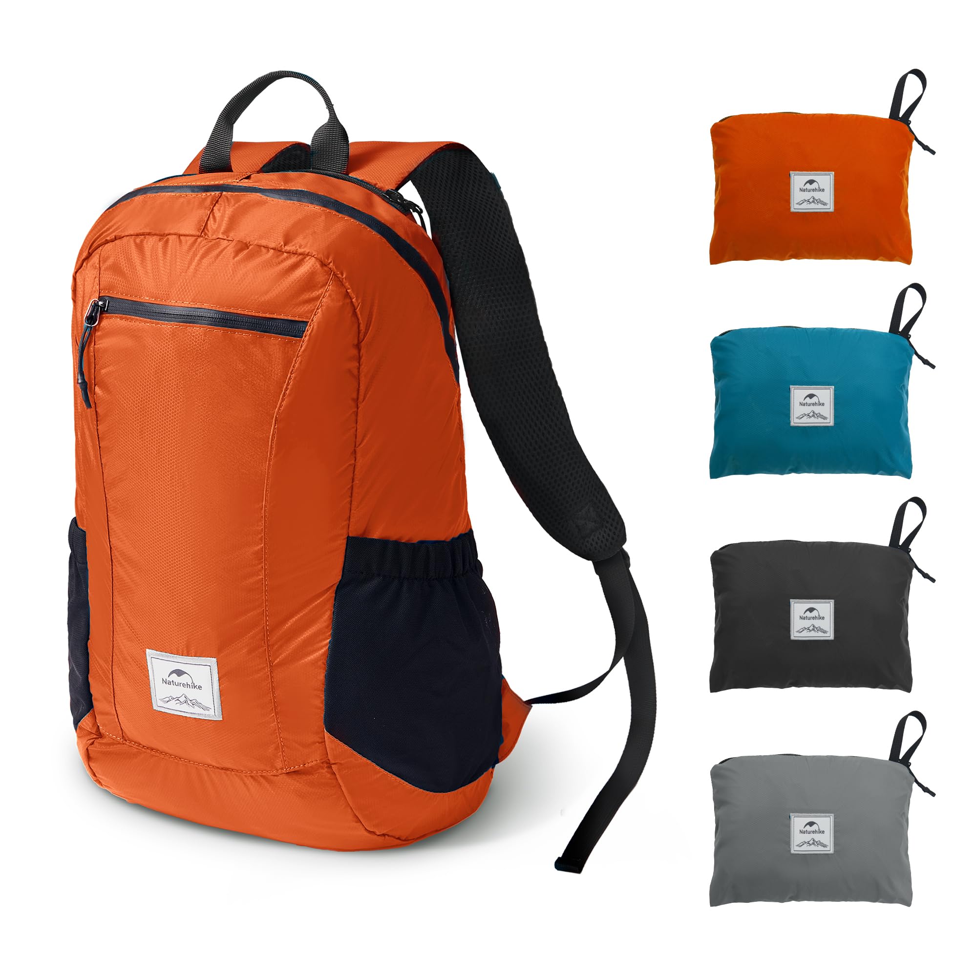 Naturehike Packable Backpack - Ultra Lightweight Foldable Daypack, PU2000mm Waterproof 30D Nylon Compact Hiking Rucksack for Travel Camping OutdoorοΌOrange 25L