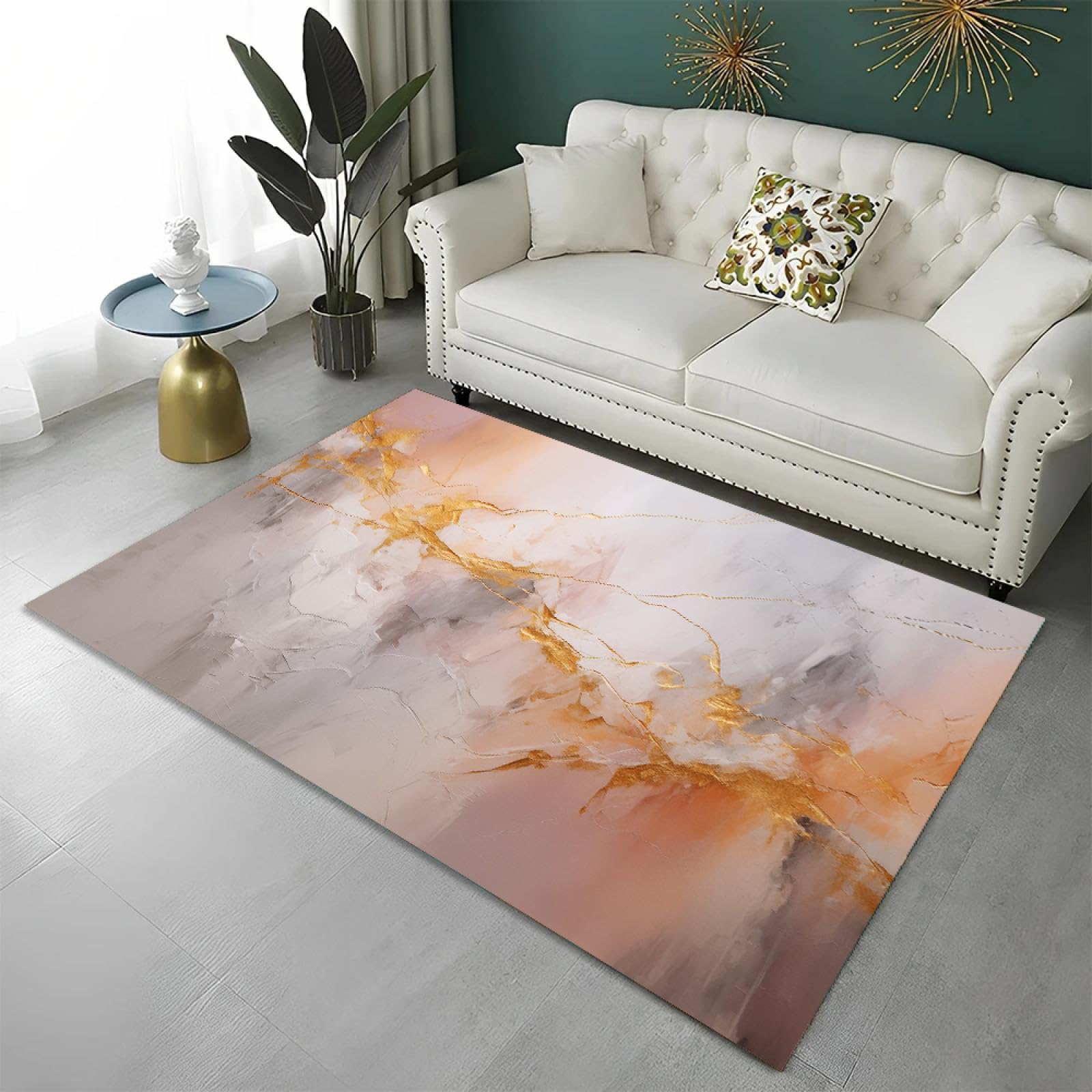 Tapis de salon marbre rose doré 160x230cm grand format