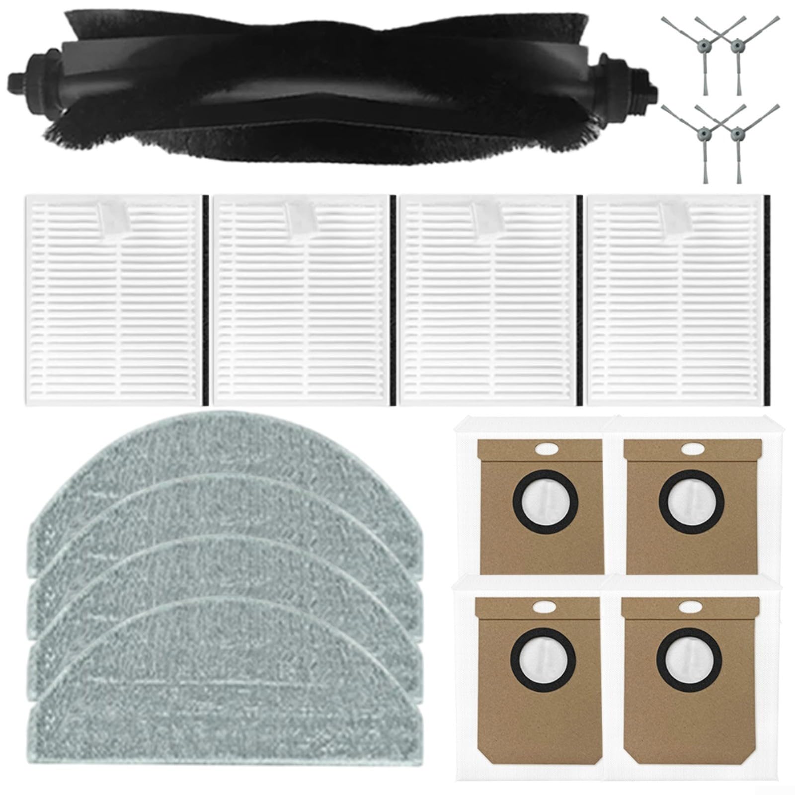 Kit de piezas de repuesto para aspiradora Hoover HG4 Hydro - 4 filtros, 4 paños de fregona, 4 cepillos laterales, 4 bolsas de polvo, 1 cepillo principal