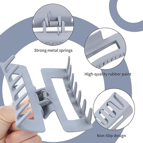 Miniatura 4 de Sisiaipu Pinzas grandes para el cabello de 4 pulgadas, 6 pinzas grandes para cabello grueso, pinzas cuadradas para el cabello para mujeres, pinzas