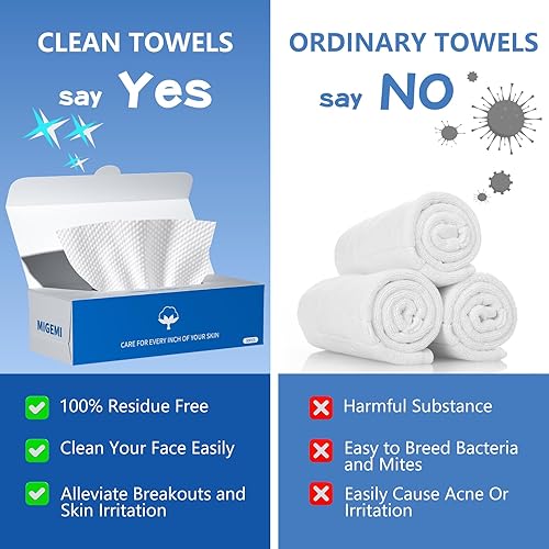 Miniatura 5 de Toallas faciales desechables, paño de lavado facial biodegradable, toallitas secas 100% algodón para piel sensible, viajes, removedor de maquillaje,