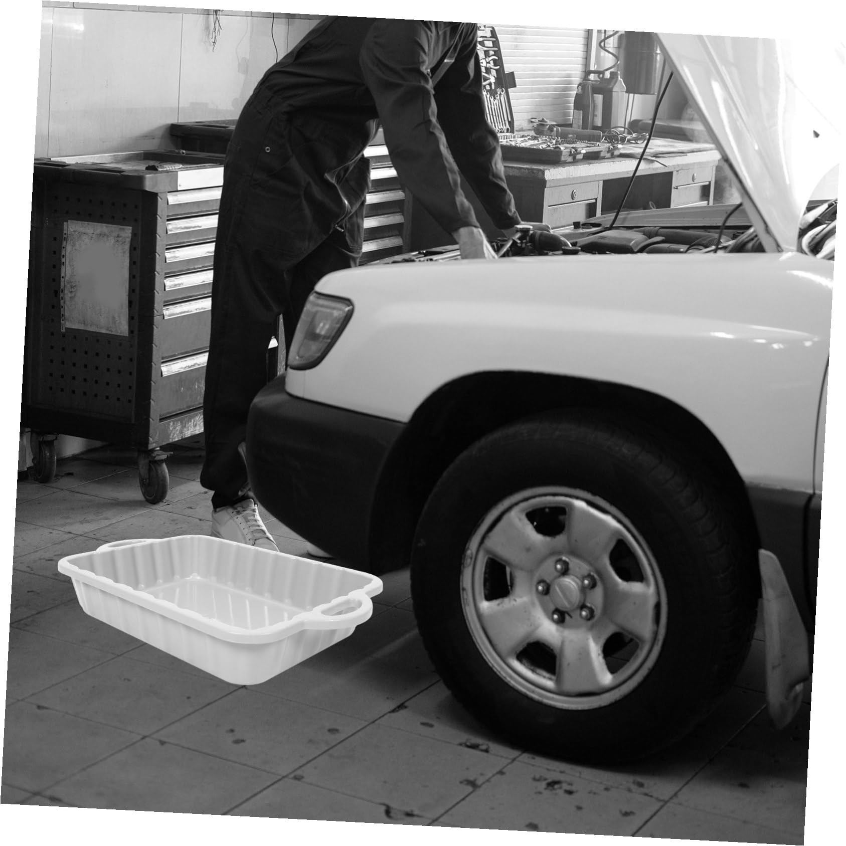 Bac de Récupération D'huile en Plastique Polyvalent Grosse Capacité Conception Anti-Fuite pour Vidange Automobile et Entretien Moto en Atelier