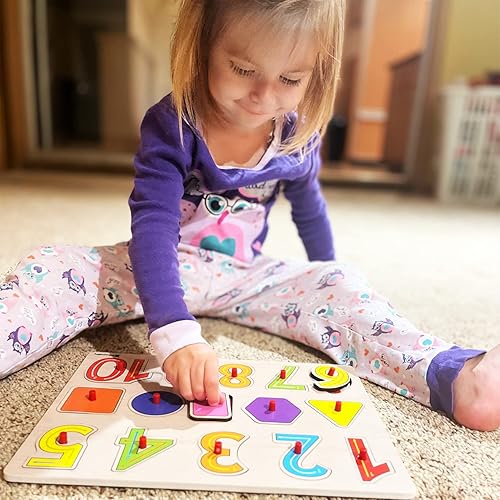 Miniatura 8 de Paquete de 7 rompecabezas de madera para niños de 2, 3, 4, 5 años, 7 coloridos rompecabezas de madera gruesa para niños de 2 a 5 años, números en